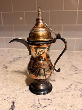 Egyptian Brass and Black Decorative Coffee Pot